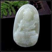 開光正品純天然新疆和田玉青白玉生肖龍蛇守護(hù)神本命佛普賢菩薩吊墜/玉緣軒正品
