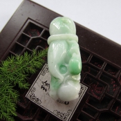 純天然緬甸a貨飄綠翡翠玉佛手吊墜