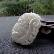 精致仿古天然和田玉青白玉龍鳳玉佩掛件