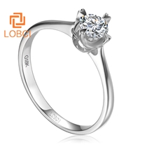 洛宝希女士白金钻戒天然钻石戒指35分90分1克拉裸钻定制L133