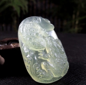 精美岫巖玉冰透招財進寶金蟾玉佩/岫玉招財辟邪金蟾掛件/招財開運助事業玉金蟾/玉緣軒正品