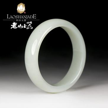 和田玉青白玉手鐲扁圓環形玉鐲光滑