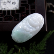 純天然緬甸a貨翡翠玉如意包衣佛吊墜