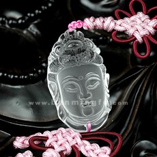 天然白水晶佛頭車掛★旺財保平安開光精品掛件