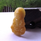 天然米黃玉石英巖玉黃玉觀音掛件