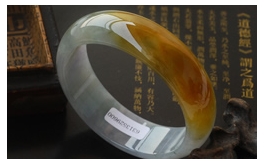 天然翡翠手鐲-老坑冰糯種鮮潤黃翡微紫細膩潤澤寬版正裝扁口圓鐲(58)