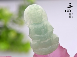 特價豆種天然A貨翡翠觀音吊墜
