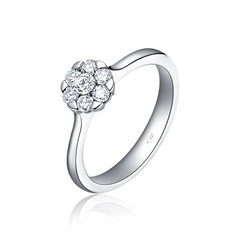 【钟情】520系列一生挚爱白色18K金镶钻石戒指