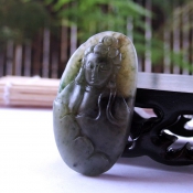 精美天然獨玉透水料俏色玉觀音/南陽獨山玉觀音掛件/觀音玉項墜/玉緣軒正品