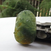 精美通透天然岫玉俏色麒麟玉佩掛件