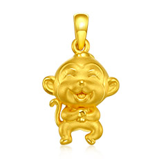 动感猴—3D足黄金吊坠