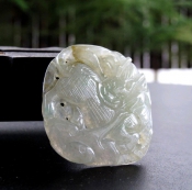 緬甸翡翠A貨冰底鏤空麒麟玉佩/玉麒麟掛件項(xiàng)墜/翡翠玉石麒麟吊墜/玉緣軒正品