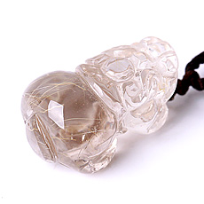 天然發晶貔貅吊墜★精美手工雕刻皮休飾品★高檔水晶飾品旺財開運
