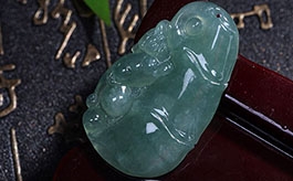 天然翡翠掛件--老坑冰種油青綠雙面精雕節節高