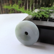 天然緬甸老坑A貨水潤細膩清新平安扣吊墜/淡綠翡翠玉懷古平安扣掛件/翡翠玉扣/玉緣軒正品