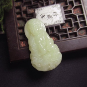 天然和田玉龍觀音/和田玉青白玉觀音掛件/騎龍觀音平安吉祥/觀音菩薩吊墜/玉緣軒正品