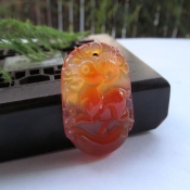 天然巴西紅瑪瑙冰透生肖羊吊墜/十二生肖飾品玉墜/生肖羊吉祥護身開運掛件/玉緣軒正品