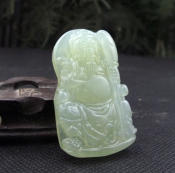 精美冰透岫玉關(guān)公玉佩/遼寧岫巖玉冰種岫玉關(guān)公掛件項(xiàng)墜/玉緣軒正品
