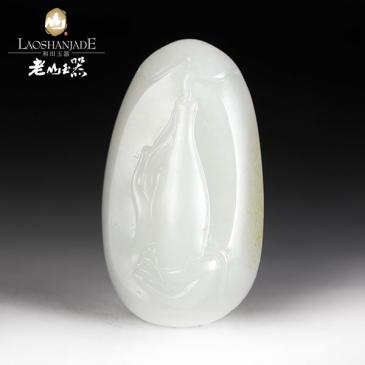 和田玉羊脂玉籽料掛件掌中寶款形大方