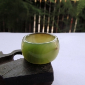 天然巴西雙色綠瑪瑙玉戒指