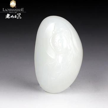 新疆和田羊脂玉籽料掛件觀音18.60g