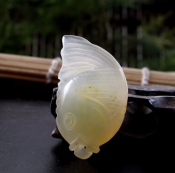 天然水草瑪瑙冰瑩精致鯉魚項墜/瑪瑙魚兒掛件吊墜/玉緣軒正品
