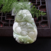 純天然南陽獨山玉蓮年有魚吉祥掛件/玉緣軒正品