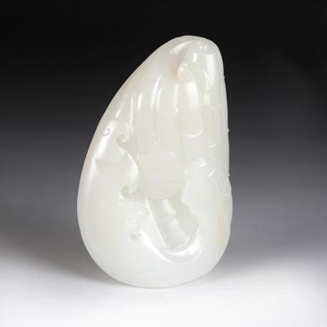 陶虎大師“虎”款新疆天然和田玉羊脂玉把件福在眼前玉雕大師收藏