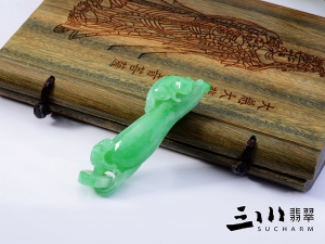 豆種正陽綠天然A貨翡翠福瓜吊墜