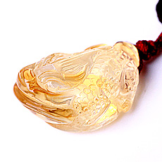 開(kāi)光巴西黃水晶貔貅吊墜★女士佩戴天然水晶皮休飾品★招財(cái)納福辟邪