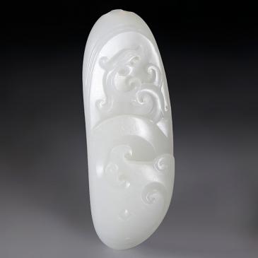 葛洪作品新疆天然和田玉羊脂白玉籽料掛件龍行天下玉雕大師收藏