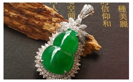 18K白金鑲鉆天然翡翠掛件--老坑冰糯種滿色濃郁陽綠細潤晶瑩飽滿圓潤小巧玲瓏滿包金奢華鑲嵌寶玉葫蘆