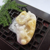 純天然緬甸a貨翡翠玉黃翡俏色富甲一方吊墜