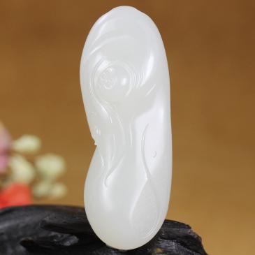 老山玉器仵朋合大師和田玉羊脂白玉掛件代代封候