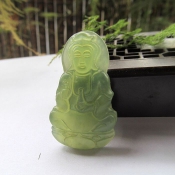 精美天然冰透岫玉觀音掛件