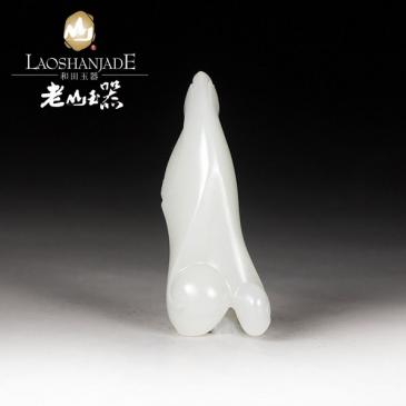 和田玉羊脂白玉掛件花卉和田玉吊墜帶證書