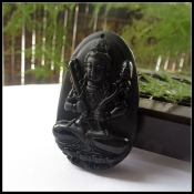 純天然黑曜石本命佛虛空藏菩薩掛件/玉緣軒正品