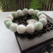 精致正品天然緬甸A貨翡翠玉蓮花玉圓珠念珠佛珠手鏈
