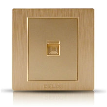 德力西CD760拉絲金墻壁開(kāi)關(guān)一位電腦插座一位八芯網(wǎng)絡(luò)插座