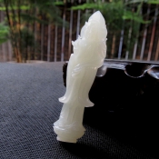 精美天然和田玉青白玉細(xì)潤飽滿站像觀音掛件/玉緣軒正品