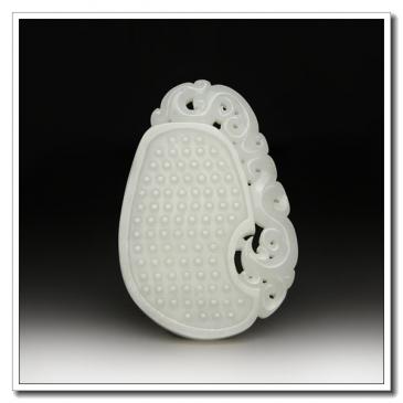 和田玉白玉牌龍鳳壁