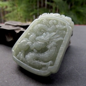 天然和田玉大氣龍牌掛件/玉石騰龍圖案玉佩/玉緣軒正品
