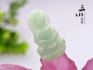特價豆種天然A貨翡翠觀音吊墜