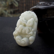 天然藍(lán)田玉十二生肖兔掛件/12生肖玉石吊墜/玉兔項(xiàng)墜/玉緣軒正品