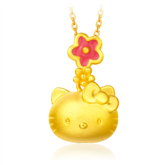 HelloKitty彩花硬金黃金足金吊墜
