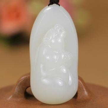 老山玉器范同生大師新疆和田玉羊脂白玉掛件獸精雕吊墜