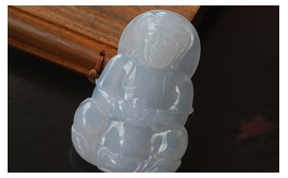天然翡翠掛件--老坑冰種清雅瑩白均色水潤晶瑩圓潤厚實雙面精雕辟邪觀音