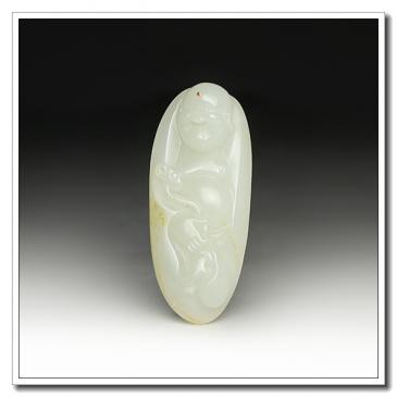 和田玉白玉籽料掛件彌勒佛