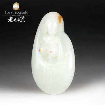 和田玉羊脂玉籽料把件貴妃出浴手感舒適成色均勻