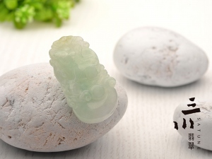 豆種天然A貨翡翠生肖鼠吊墜